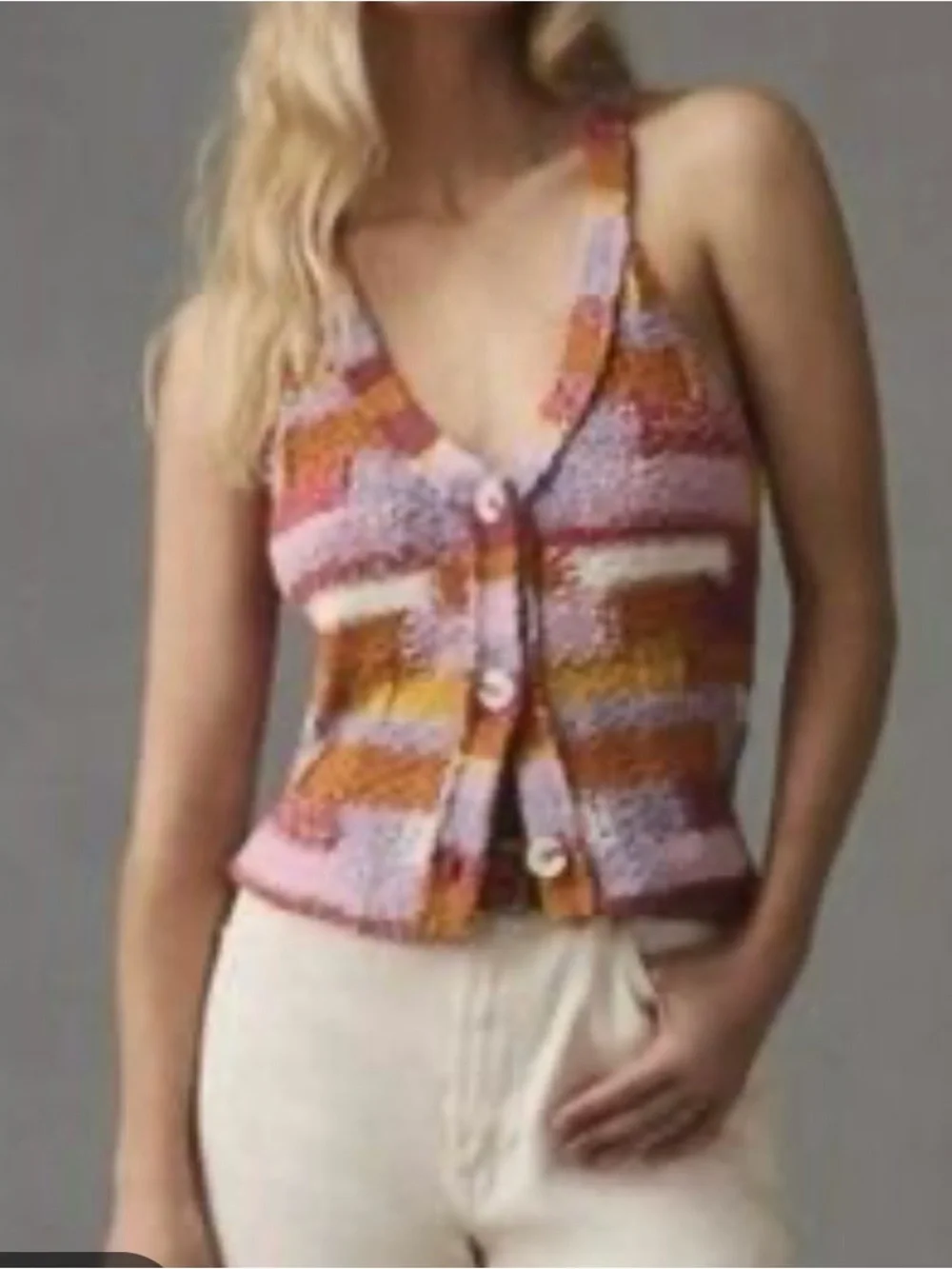 Anthropology Pilcro Multicolor Striped cotton knit vest top - Picture 2 of 7